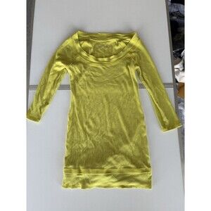 Victorias Secret The Tee Shop Top 3/4 Sleeve Scoop Neck Chartreuse Shirt Womens